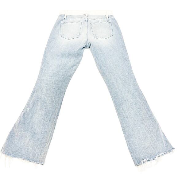 Frame Le Crop Mini Boot LCMBIBR439 Olin Two-Tone Denim Jeans Raw Hem Size 25 - Picture 3 of 9